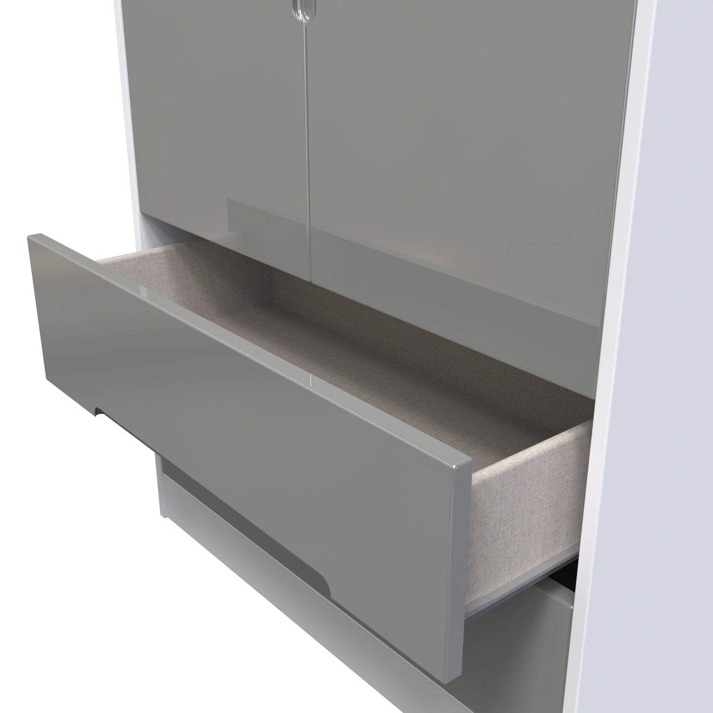 Monaco Tall Wardrobe Grey & White 2 Doors 2 Drawers 198cm