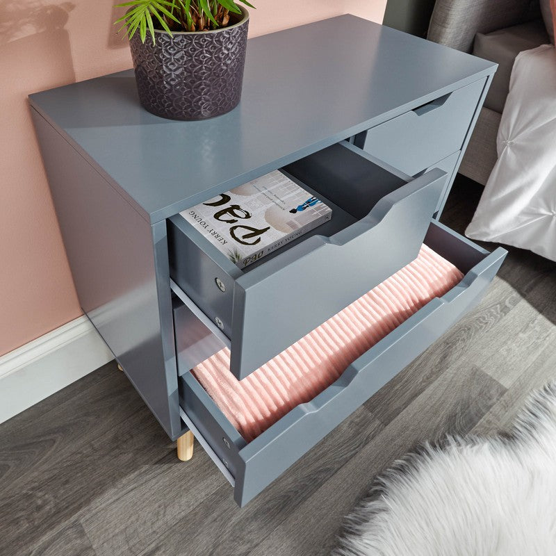 GFW Nyborg Tall Chest of Drawers Dark Grey 4 Drawers