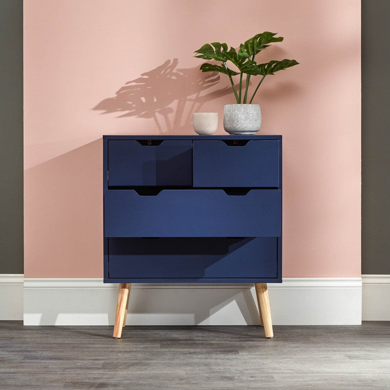 GFW Nyborg Tall Chest of Drawers Blue 4 Drawers
