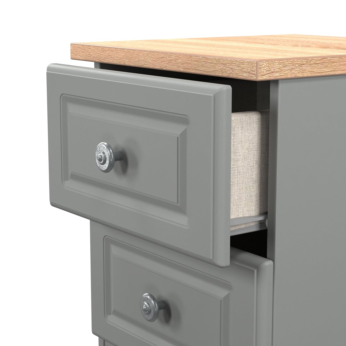 Norfolk Bedside Table Grey & Light Oak 2 Drawers 37cm