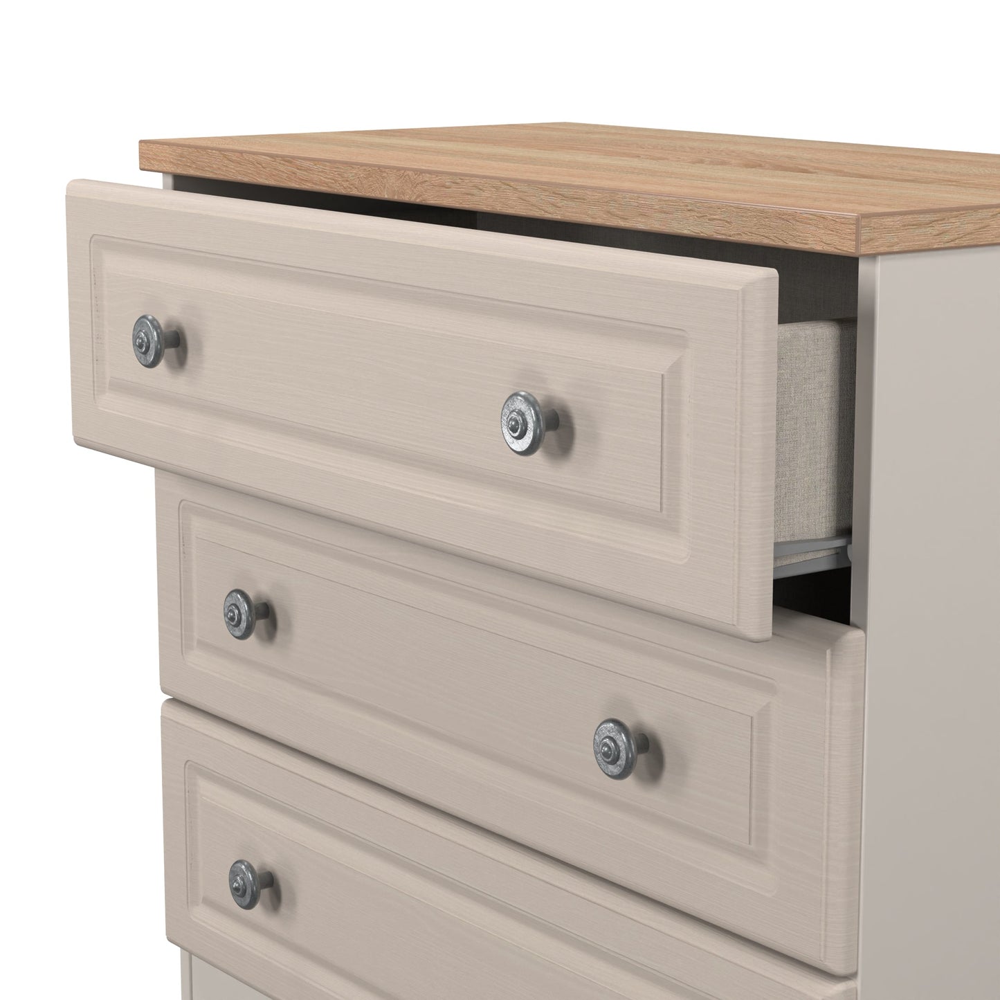 Norfolk Chest of Drawers Off-white & Light Oak 3 Drawers 74cm