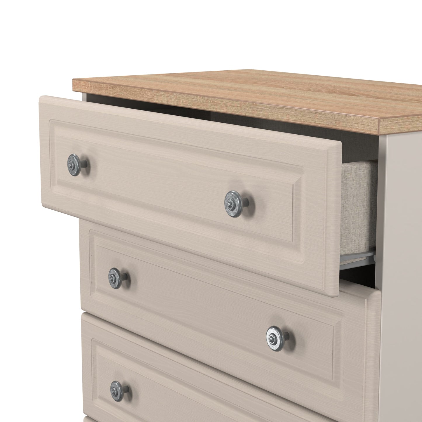 Norfolk Chest of Drawers Off-white & Light Oak 4 Drawers 74cm