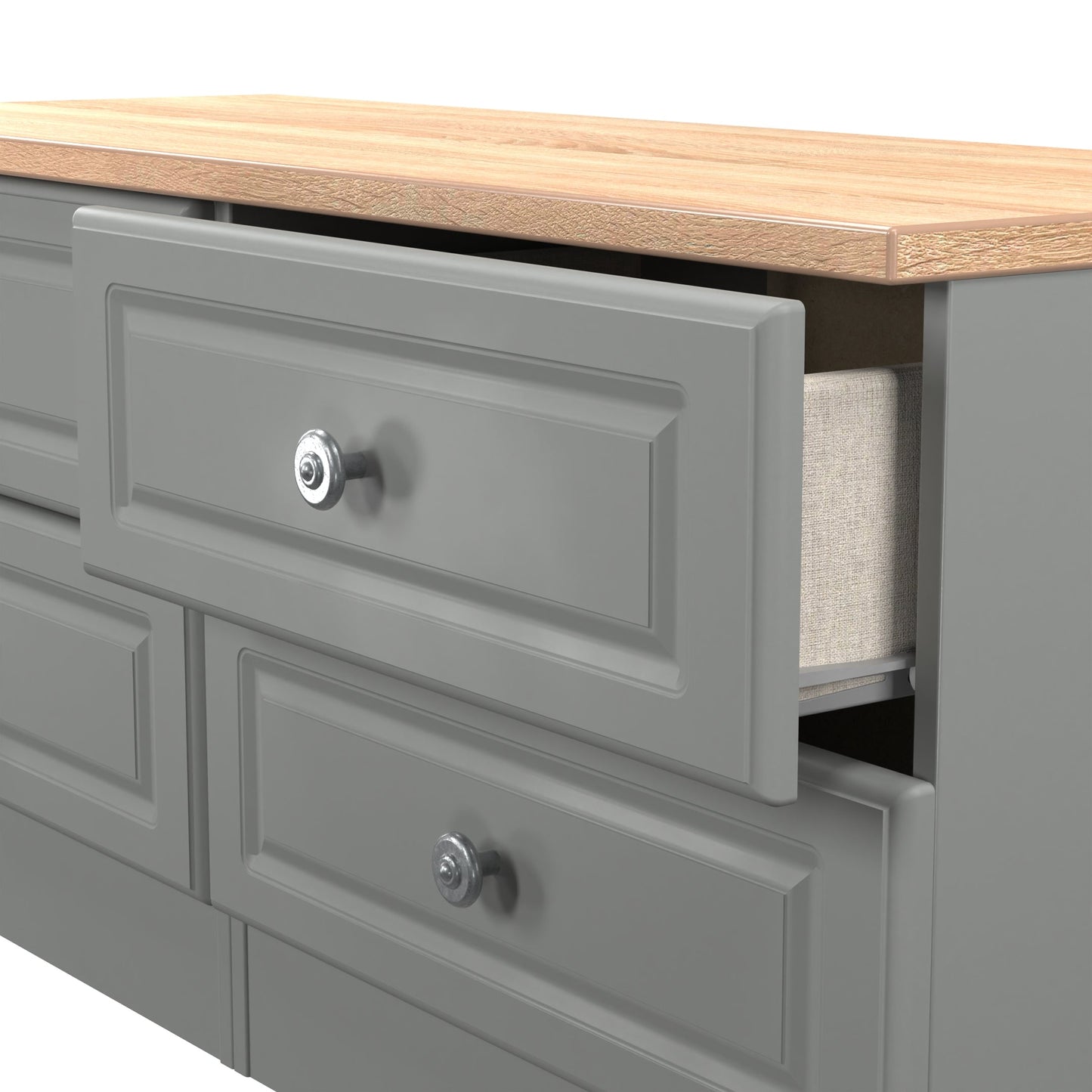 Norfolk Large Chest of Drawers Grey & Light Oak 4 Drawers 110cm