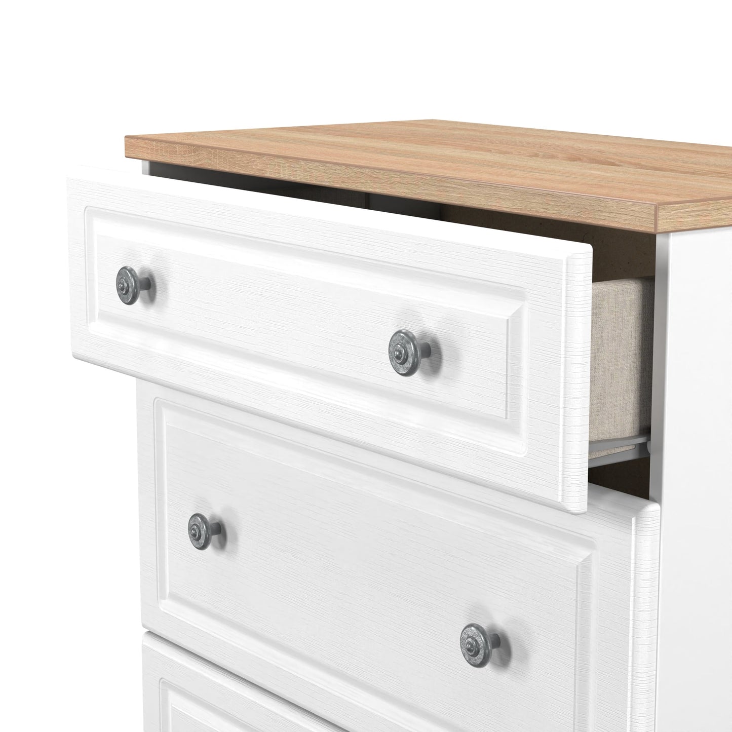 Norfolk Chest of Drawers White & Light Oak 3 Drawers 39cm
