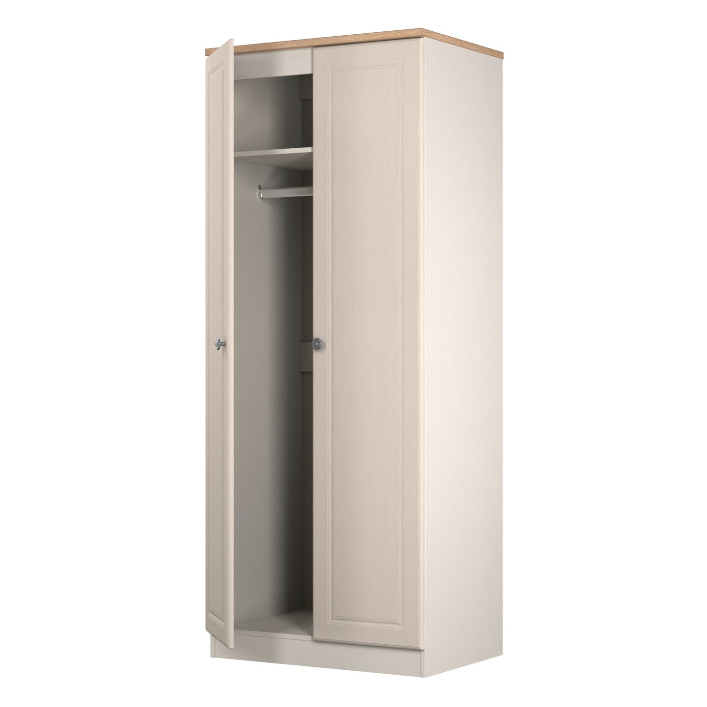 Norfolk Tall Wardrobe Off-white & Light Oak 1 Shelf 74cm