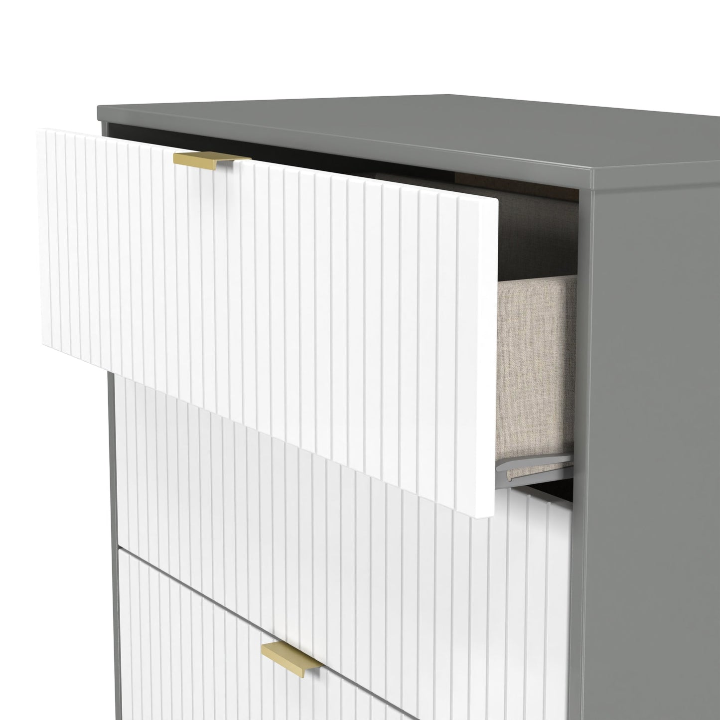 Nashville F Tall Chest of Drawers White & Grey 4 Drawers 77cm