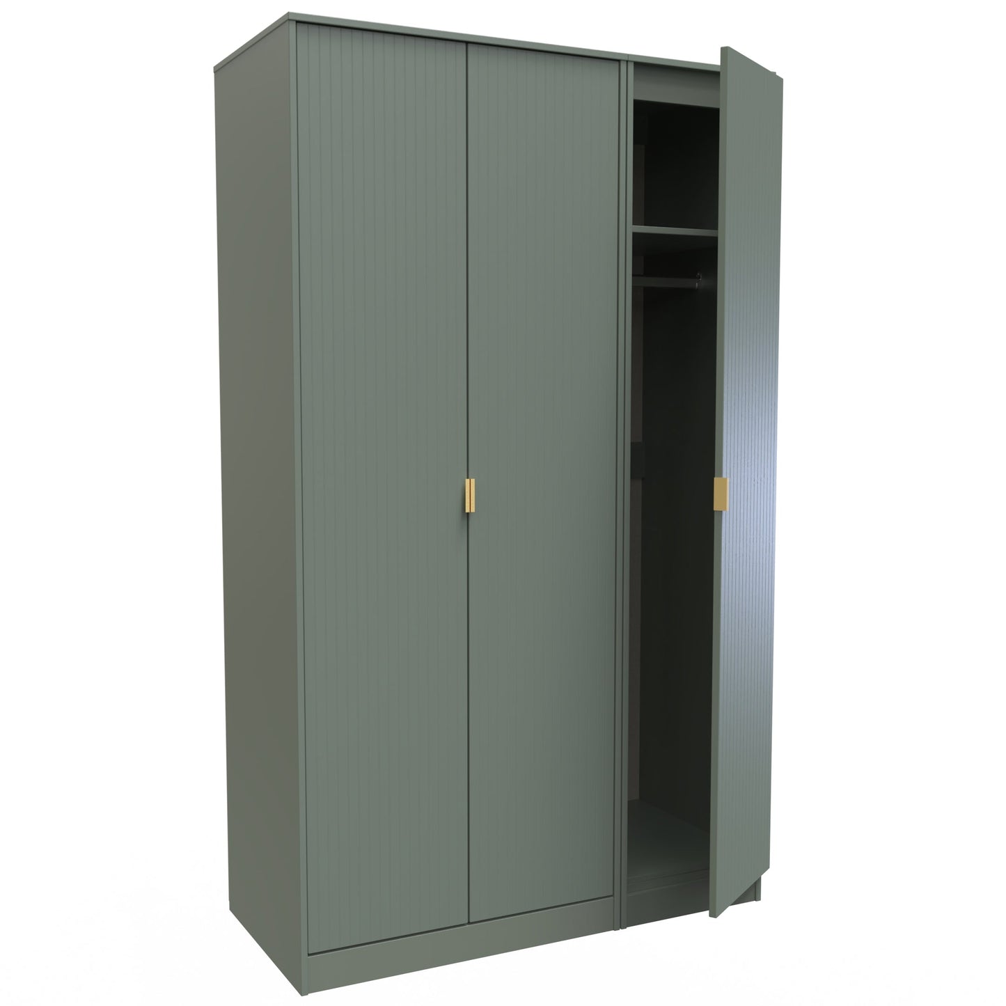 Nashville F Tall Wardrobe Green 3 Doors 1 Shelf 116cm