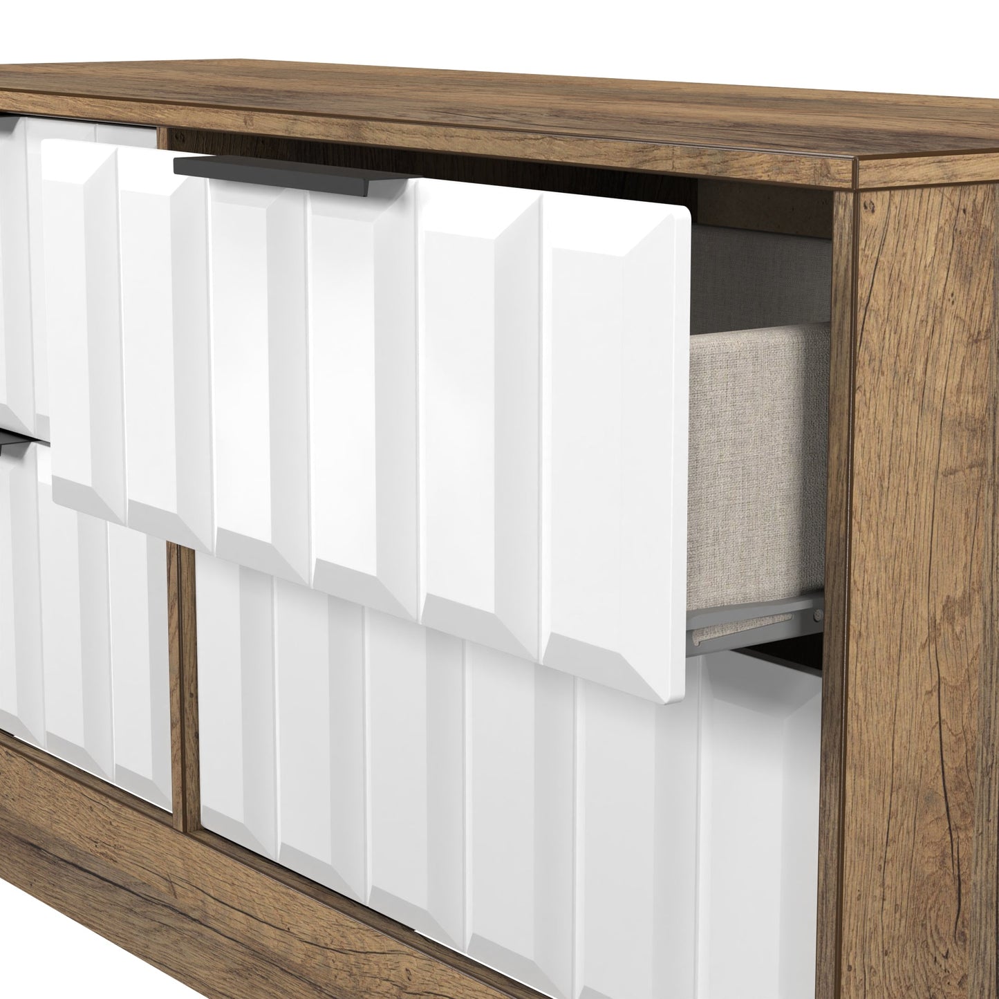 New York C Large Chest of Drawers White & Vintage Oak 4 Drawers 115cm