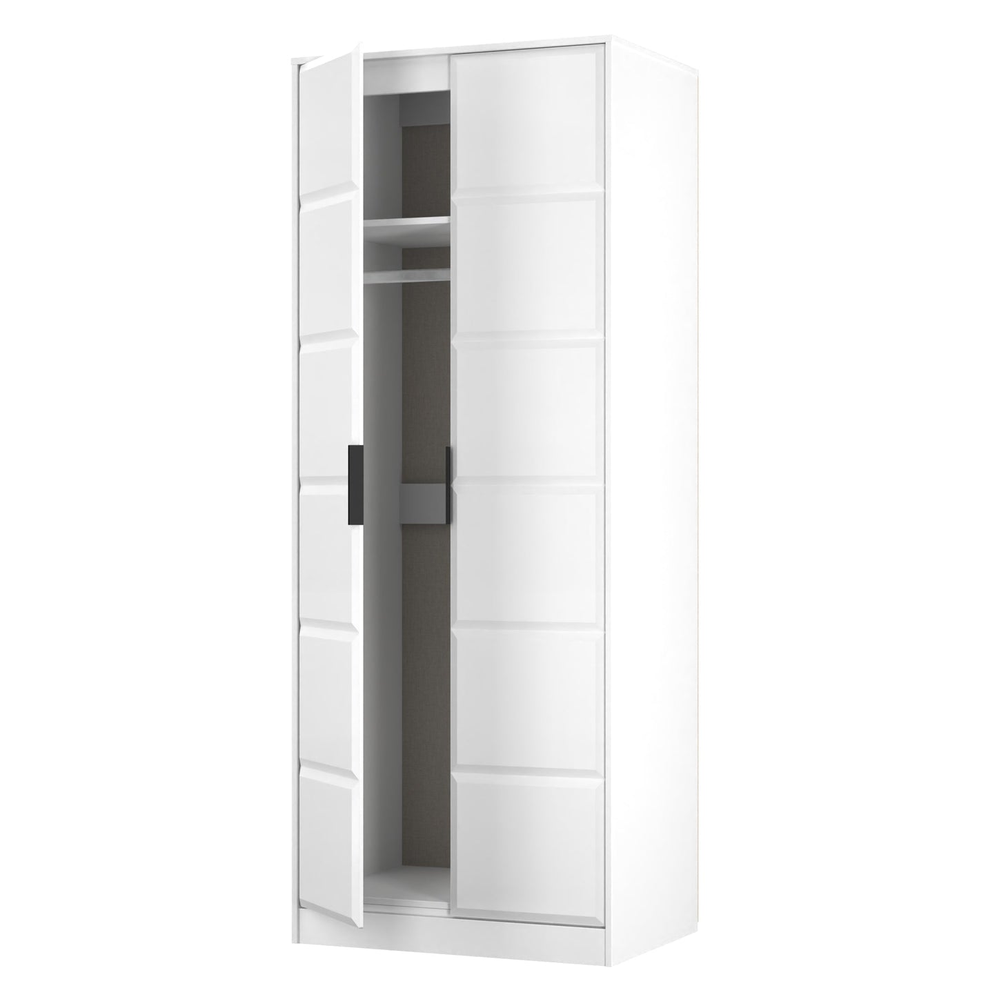 New York C Tall Wardrobe White 2 Doors 1 Shelf 77cm