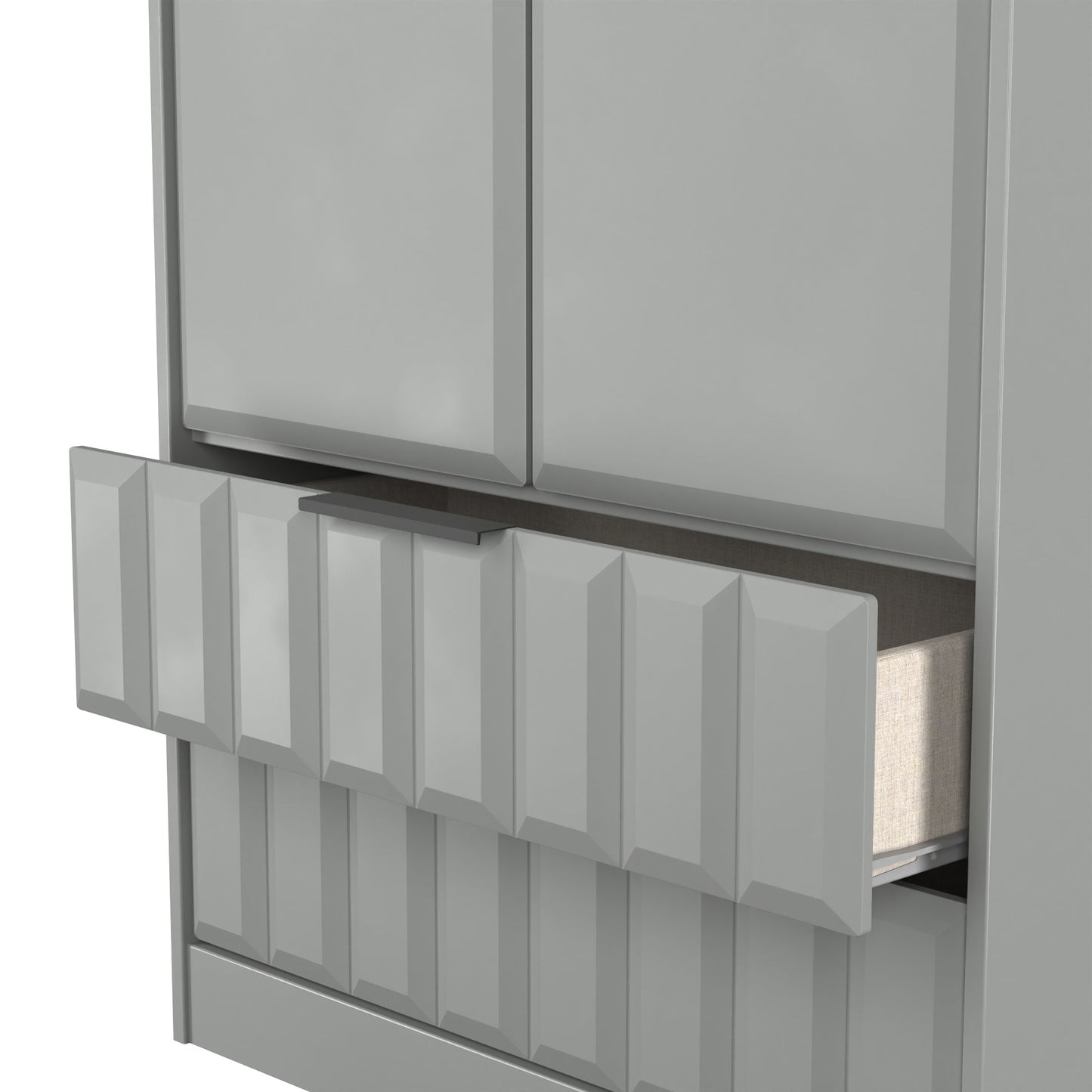 New York C Tall Wardrobe Grey 2 Doors 2 Drawers 77cm