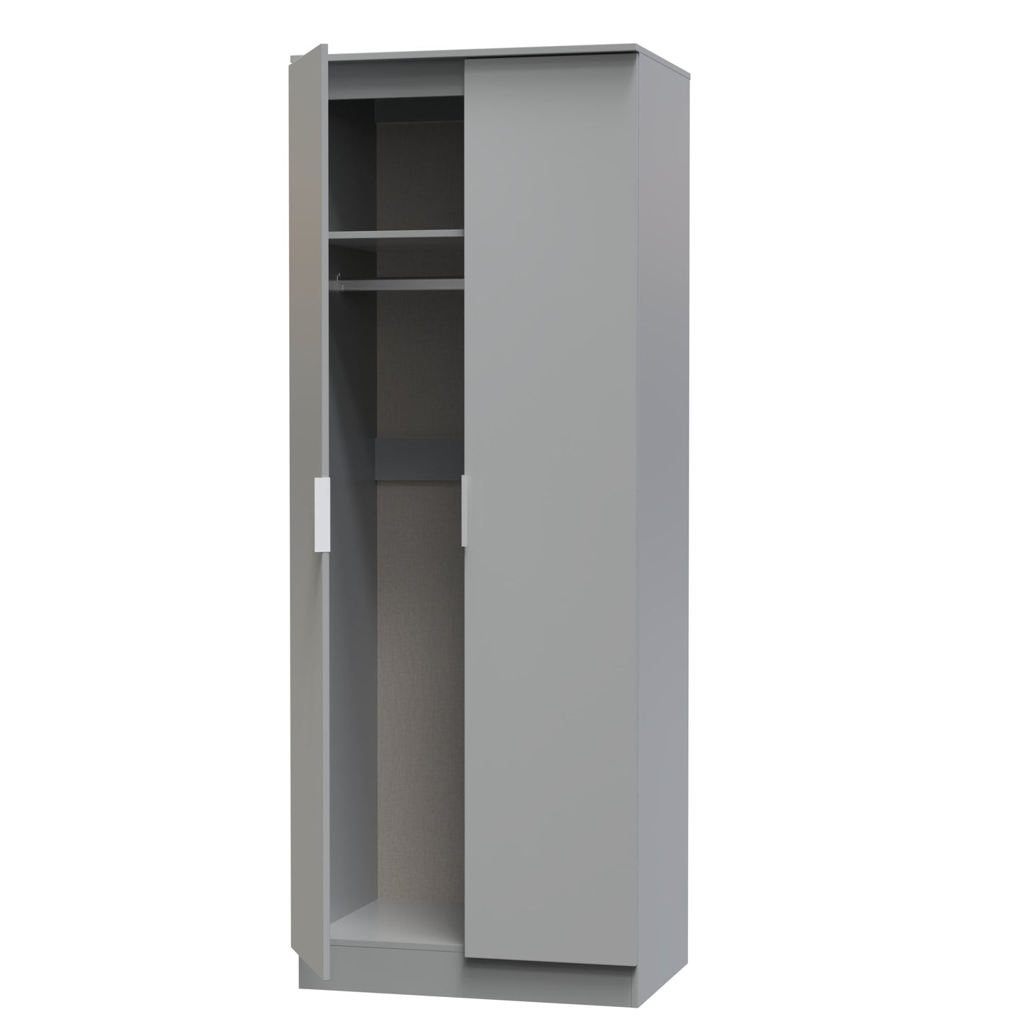 Plymouth Tall Wardrobe Grey 2 Doors 1 Shelf 74cm