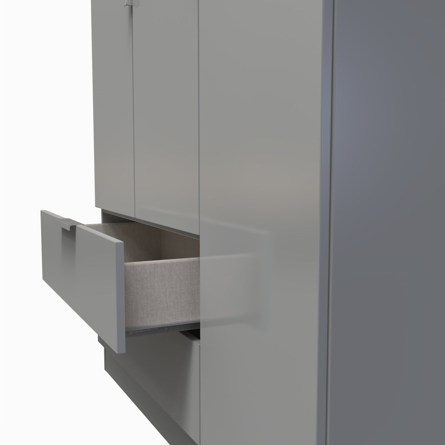 Plymouth Tall Wardrobe Grey 1 Shelf 2 Drawers 111cm