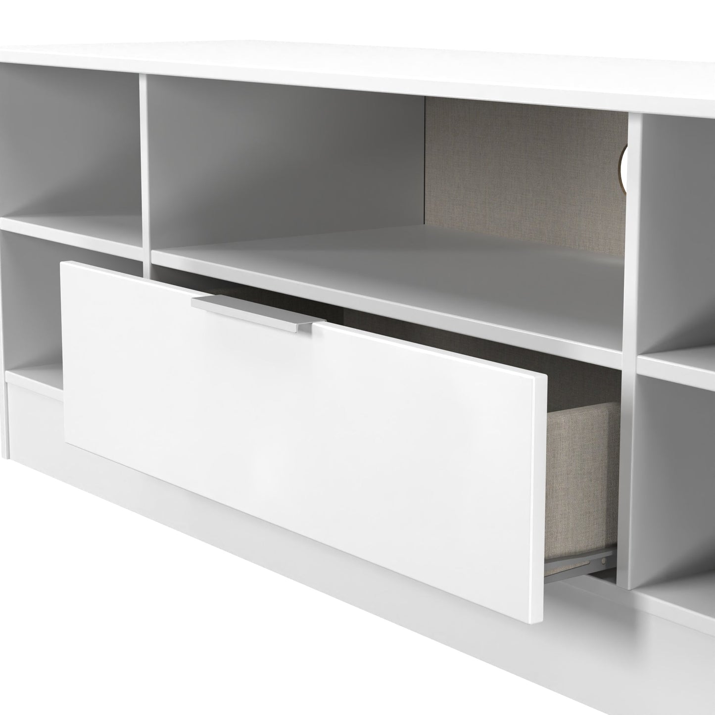Plymouth TV Unit White 5 Shelves 1 Drawer 144cm