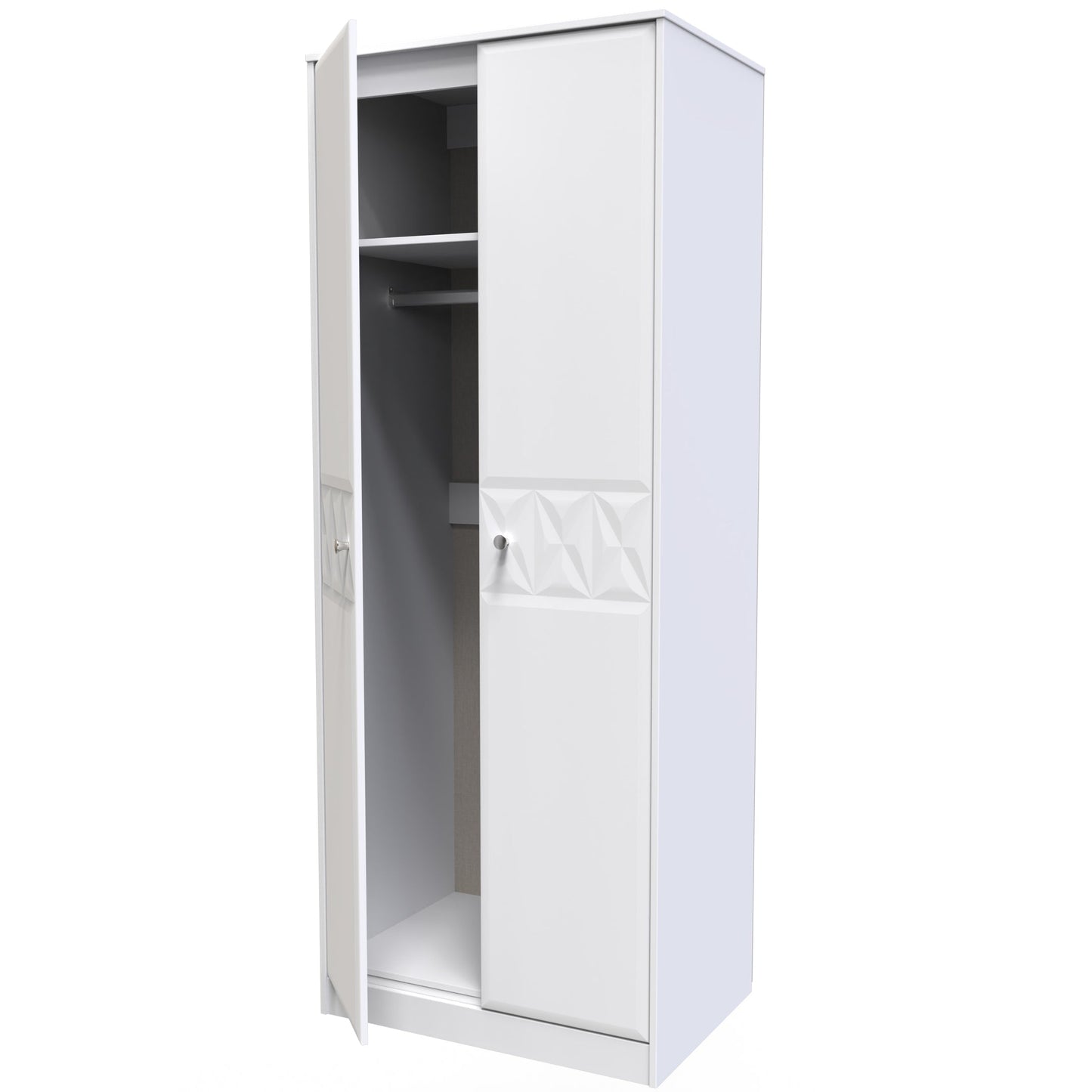 Pixel Tall Wardrobe White 2 Doors 1 Shelf 77cm