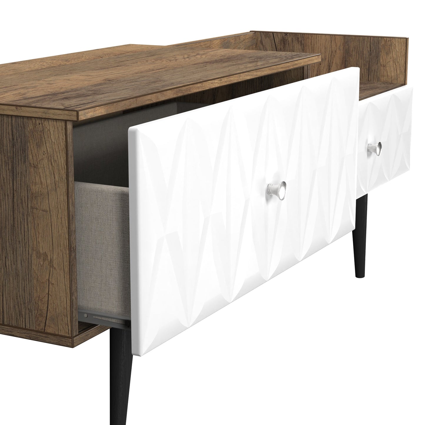 Pixel TV Unit White & Vintage Oak 2 Drawers 128cm