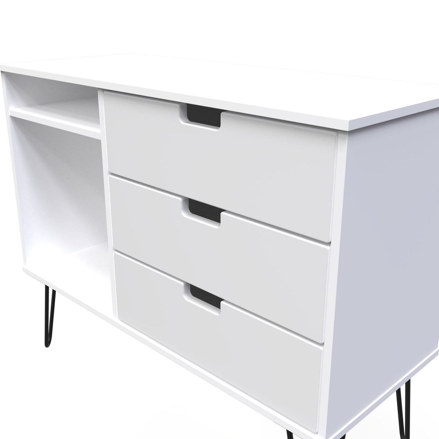 Shanghai C TV Unit White 2 Shelves 3 Drawers 97cm