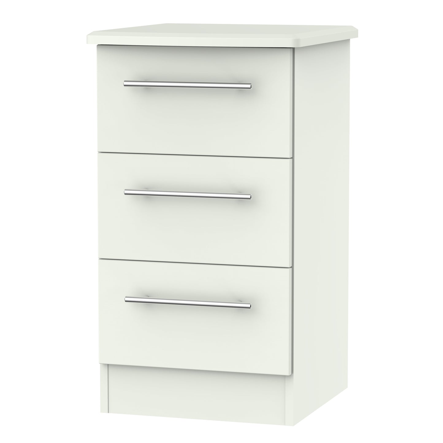 Sherwood Bedside Table White 3 Drawers 40cm