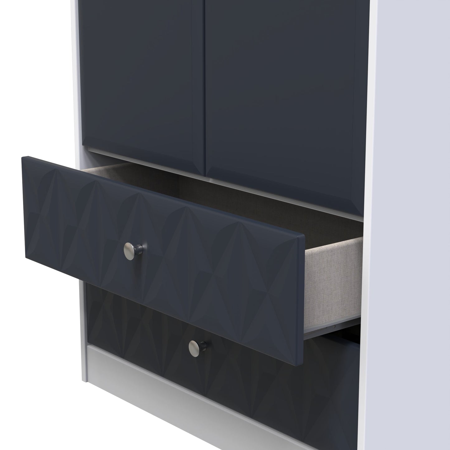 San Jose Tall Wardrobe Dark Grey & White 2 Doors 2 Drawers 77cm