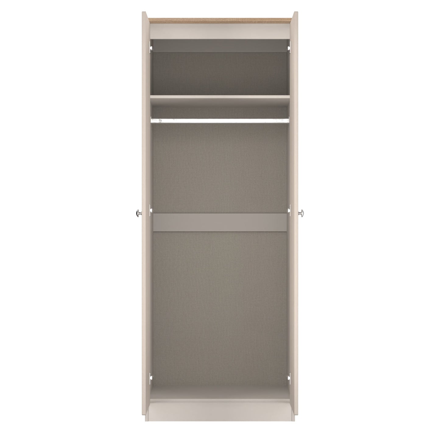 Sussex Tall Wardrobe Off-white & Light Oak 1 Shelf 74cm