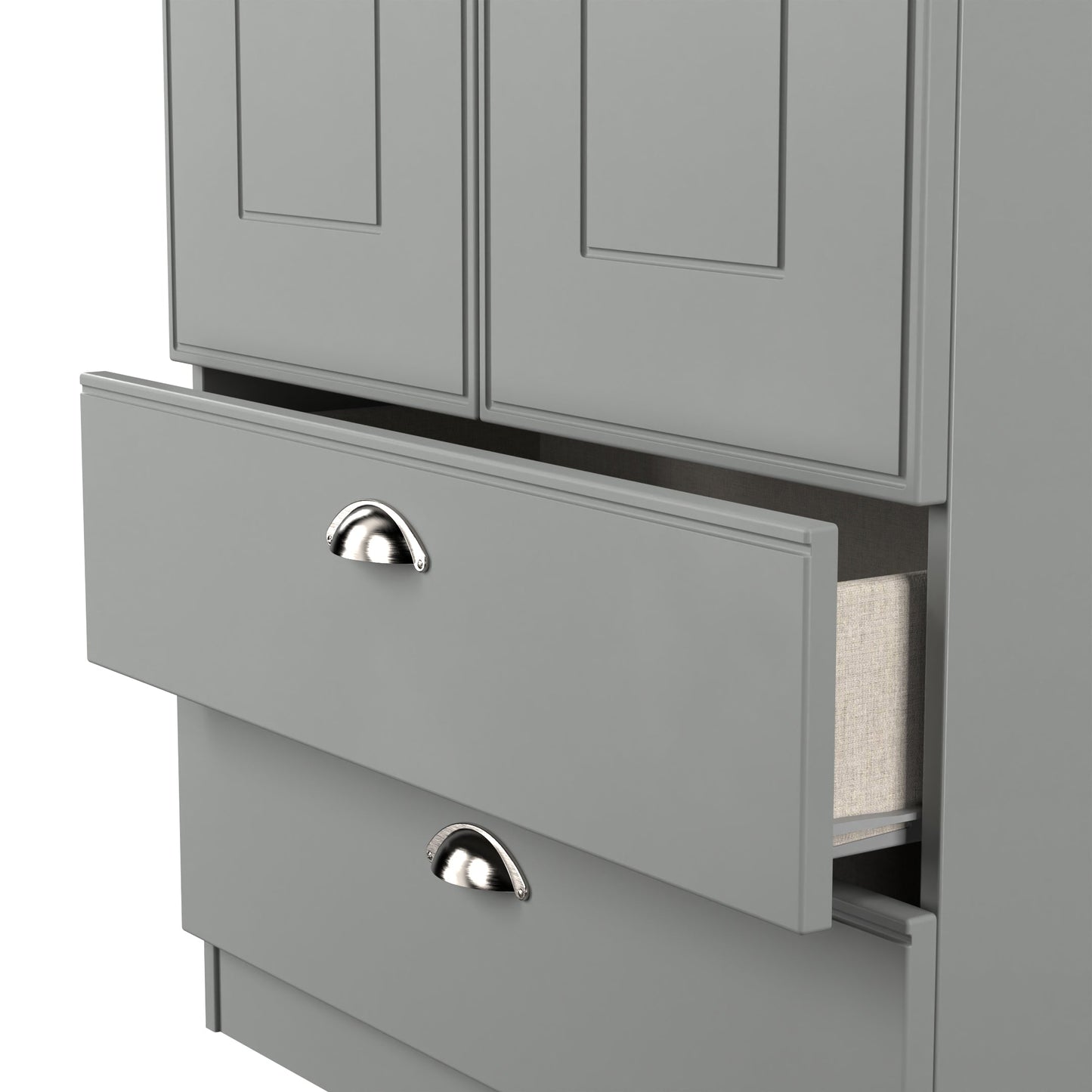 Victoria Tall Wardrobe Grey & Light Oak 2 Doors 2 Drawers 74cm