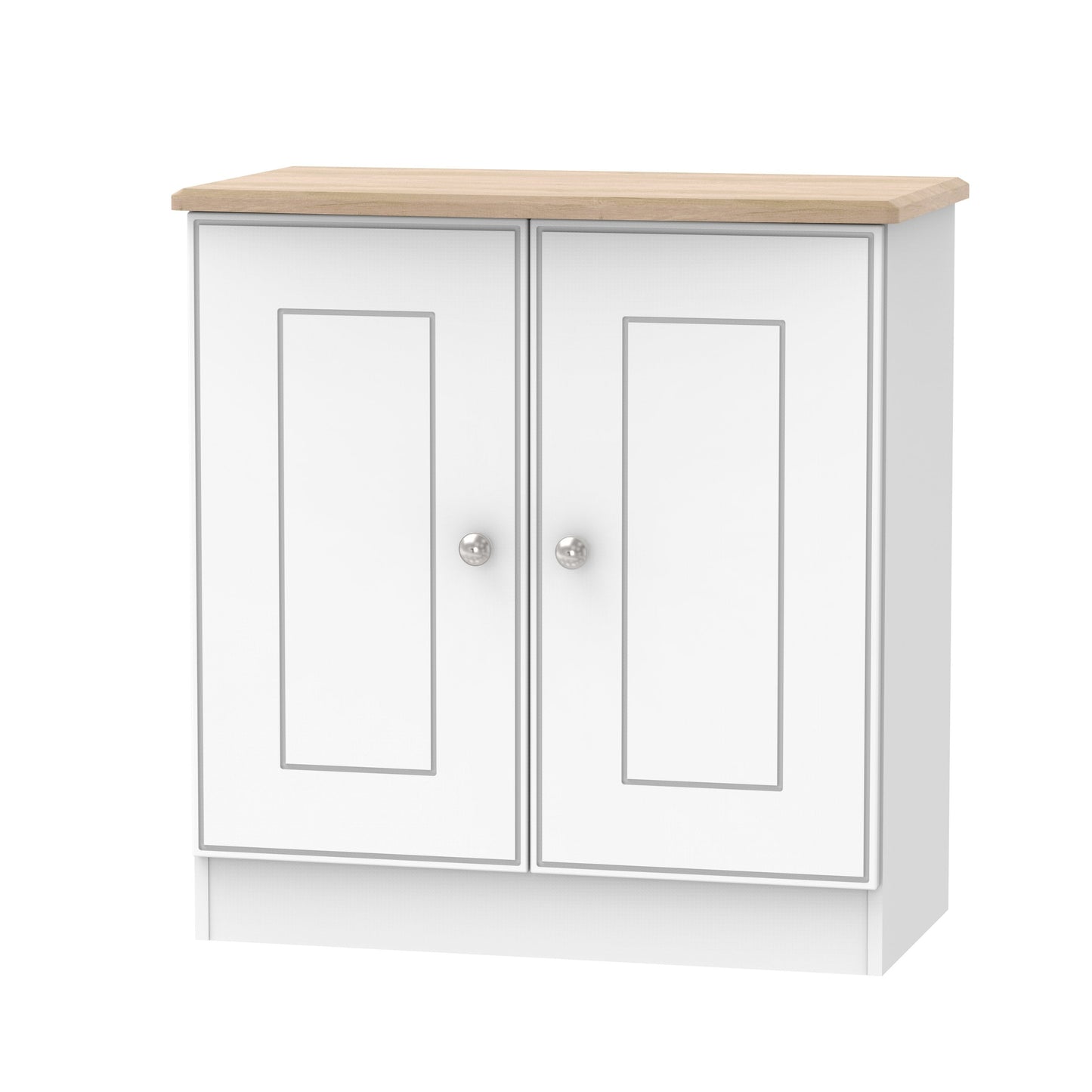 Victoria Cabinet White & Light Oak 2 Doors 77cm