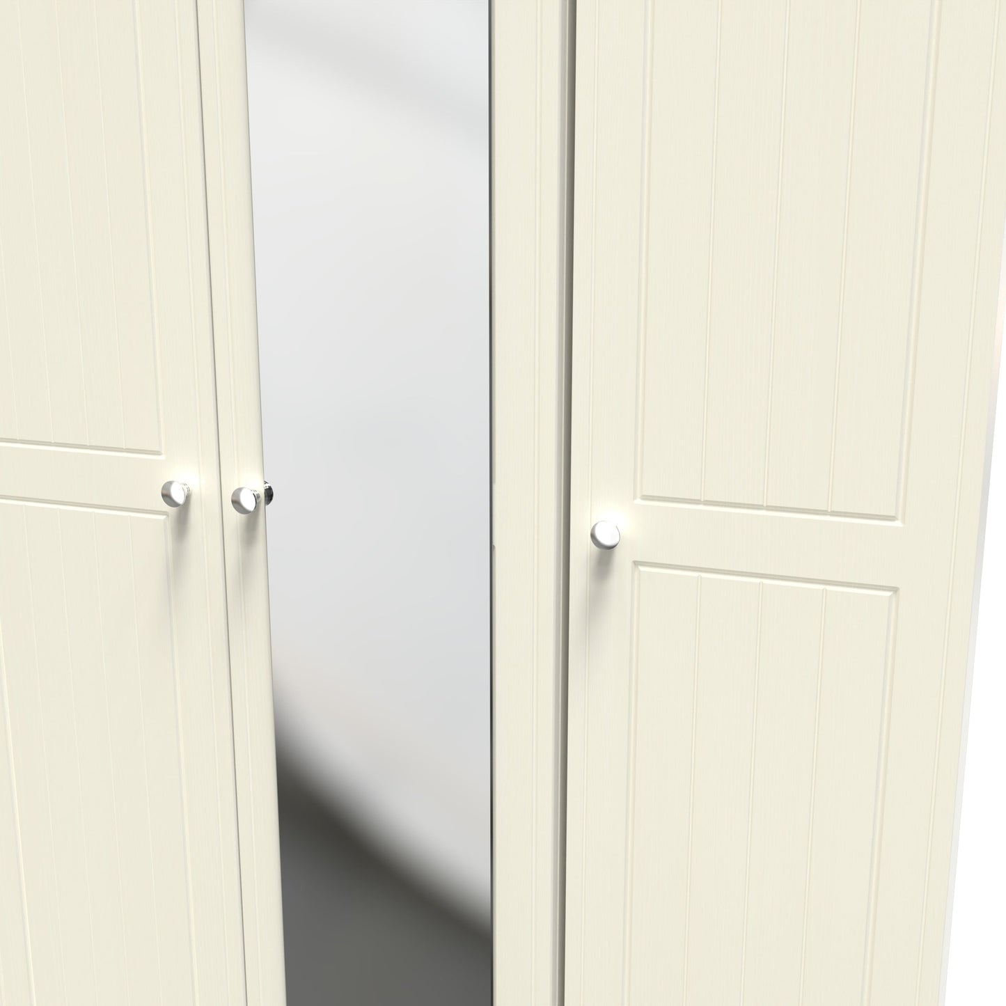 Vienna Tall Mirror Wardrobe Off-white & Light Oak 1 Shelf 111cm