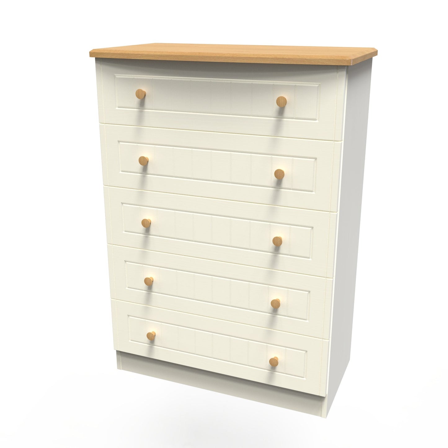 Warwick Tall Chest of Drawers Cream & Oak 5 Drawers 77cm