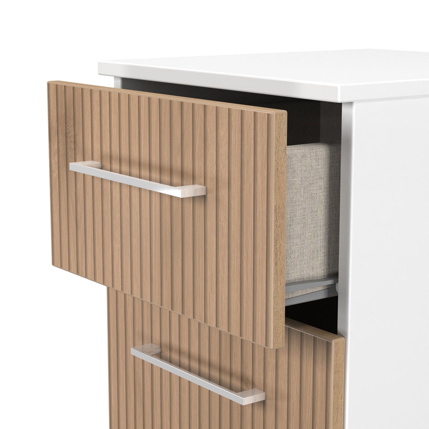 Worcester Bedside Table White & Light Oak 3 Drawers 37cm