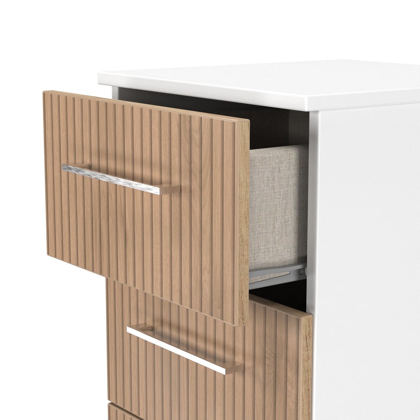 Worcester Tall Tallboy White & Light Oak 5 Drawers 37cm