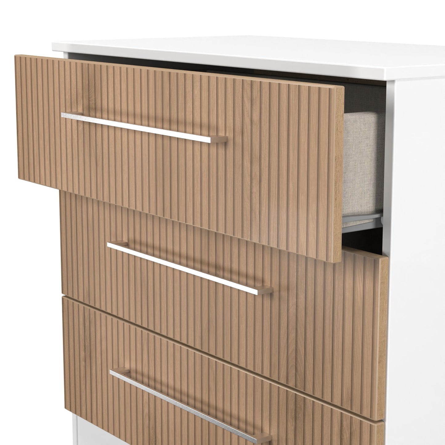Worcester Chest of Drawers White & Light Oak 3 Drawers 74cm