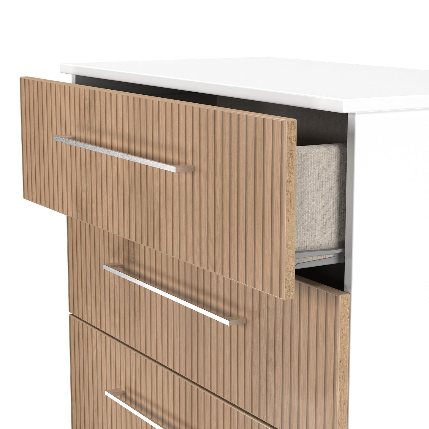 Worcester Tall Chest of Drawers White & Light Oak 4 Drawers 74cm