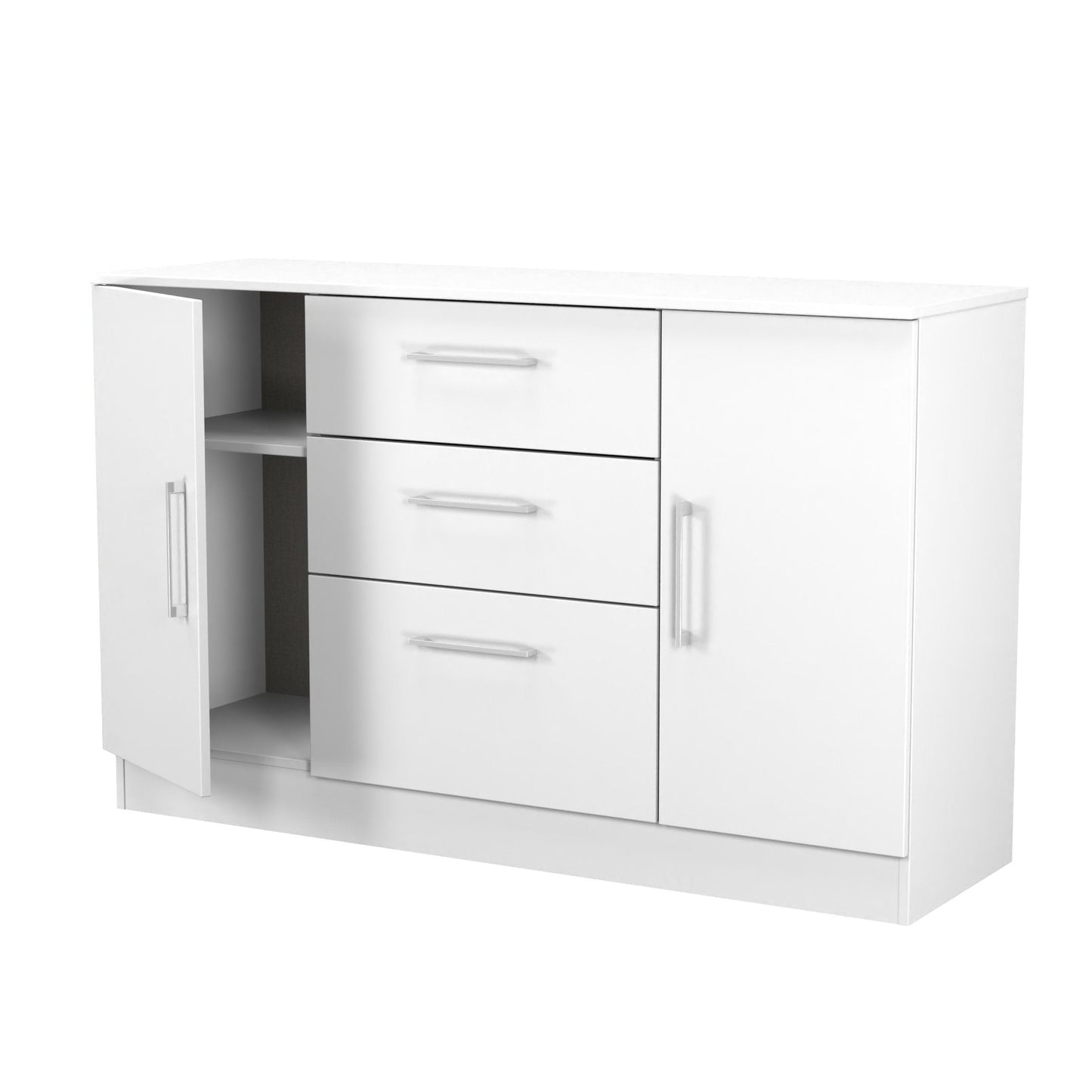 Worcester Large Sideboard White 2 Doors 2 Shelves 3 Drawers 126cm