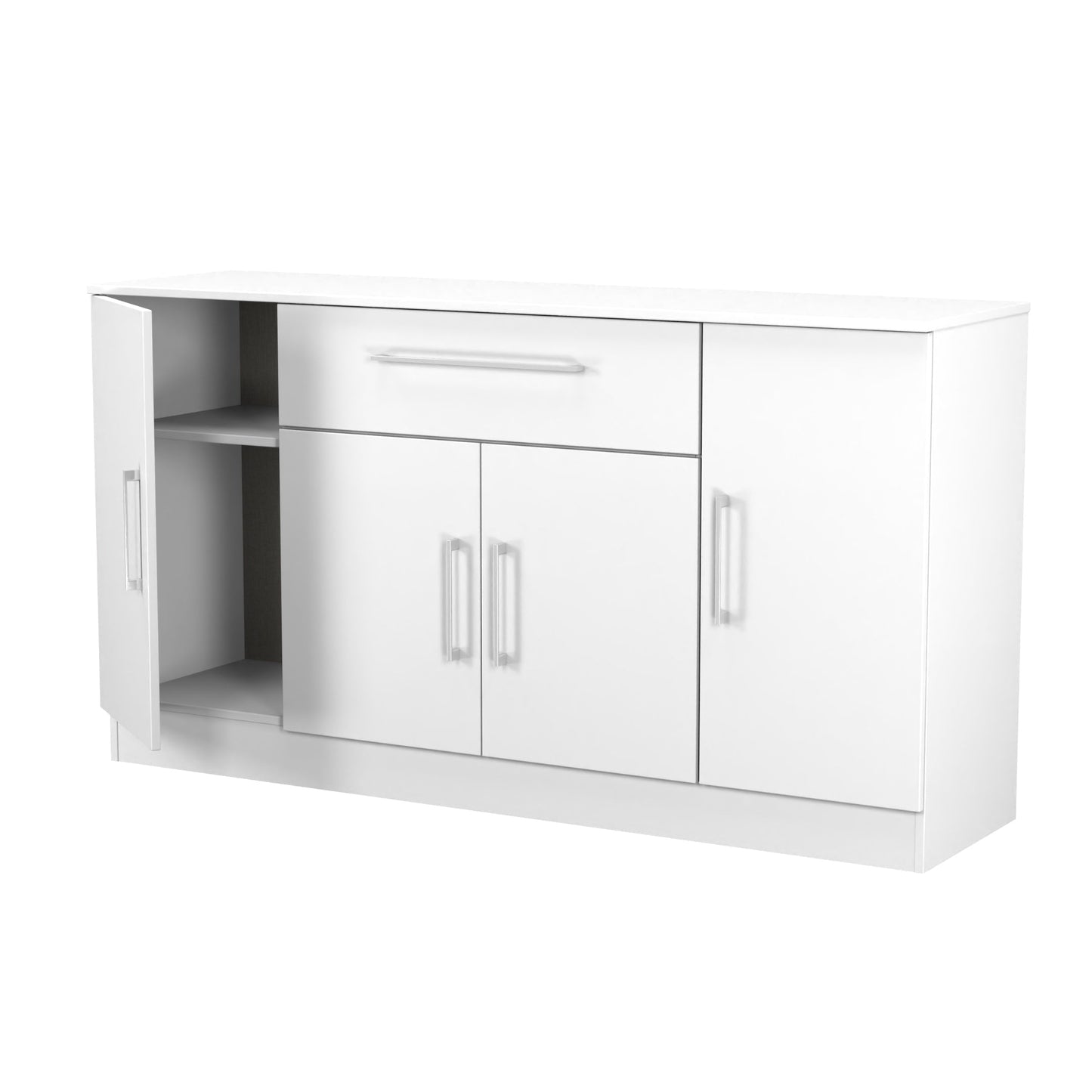 Worcester Large Sideboard White 4 Doors 2 Shelves 1 Drawer 144cm