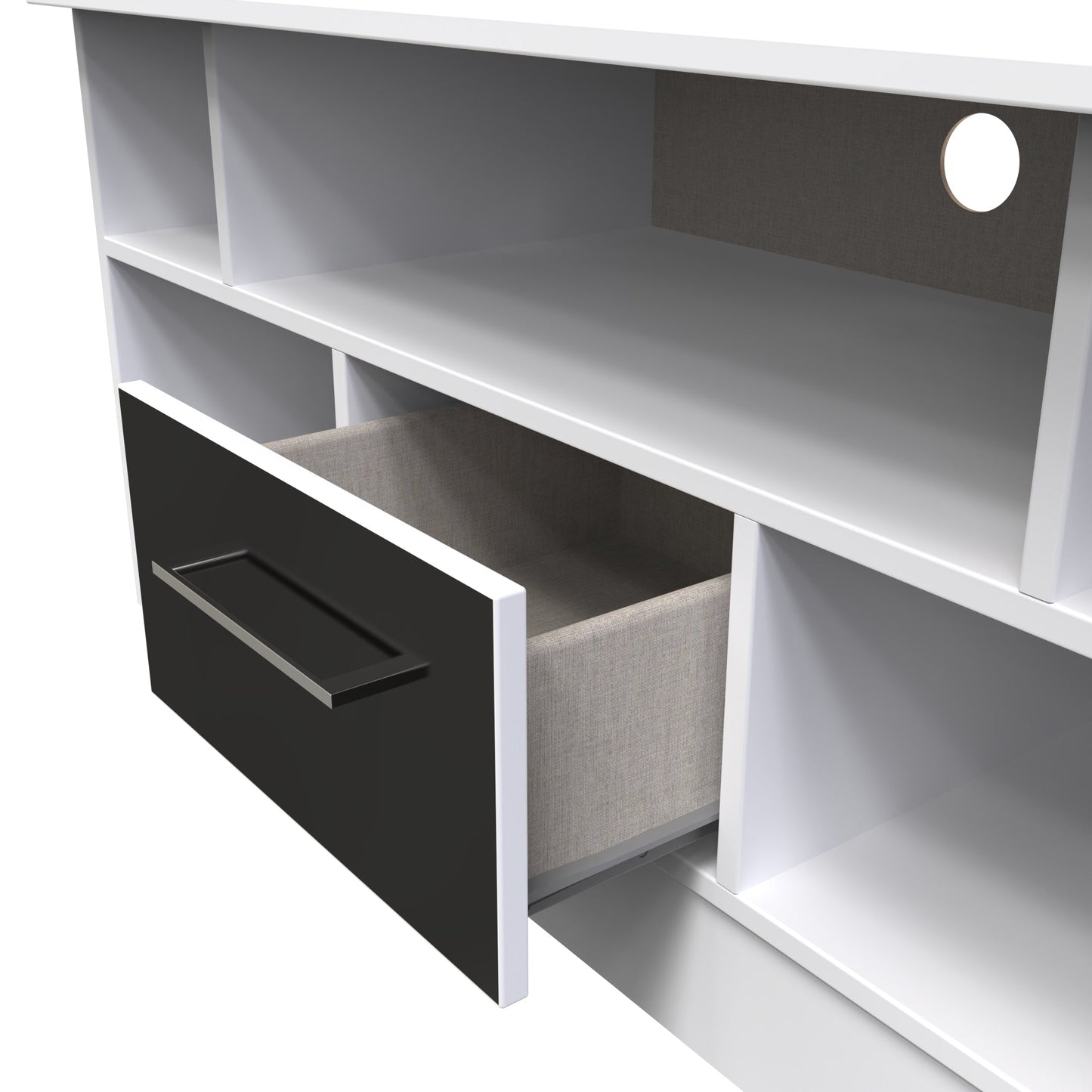 Worcester TV Unit Black & White 5 Shelves 1 Drawer 110cm