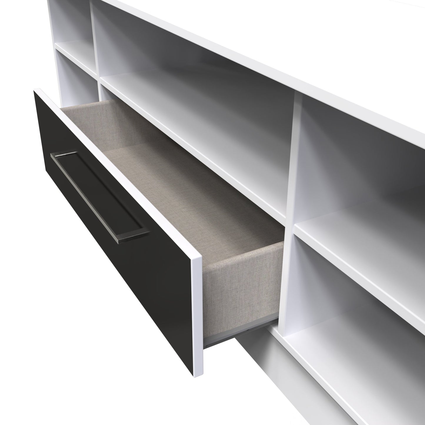 Worcester TV Unit Black & White 5 Shelves 1 Drawer 39cm