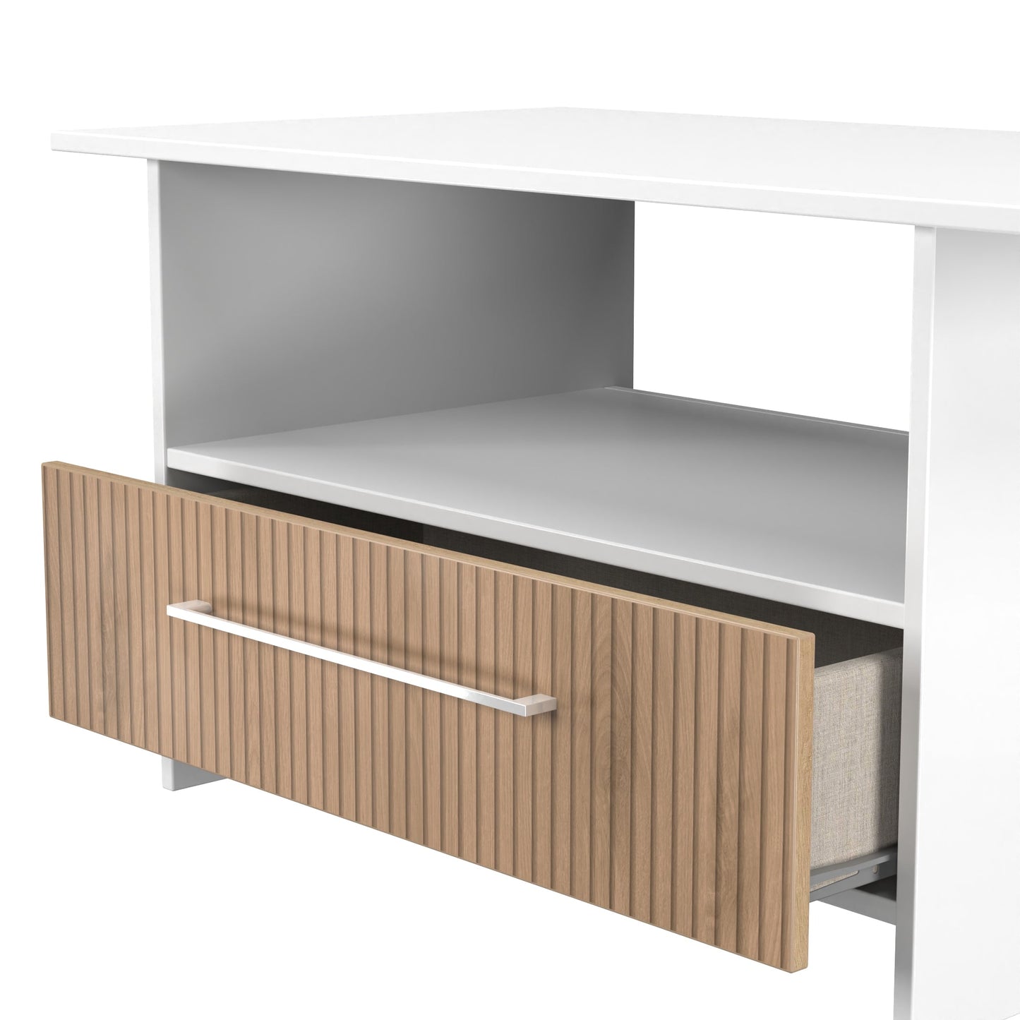 Worcester Coffee Table White & Light Oak 1 Shelf 1 Drawer 93cm