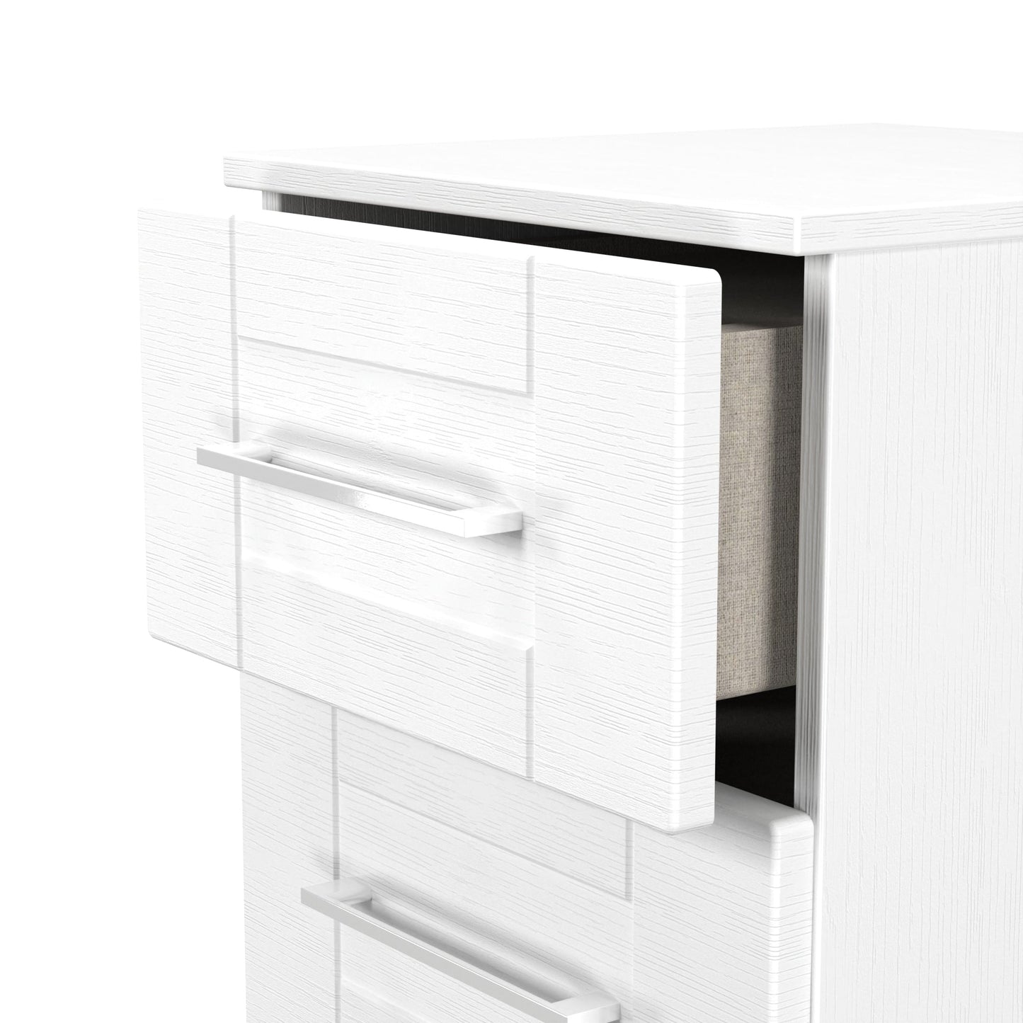 York Bedside Table White 3 Drawers 37cm