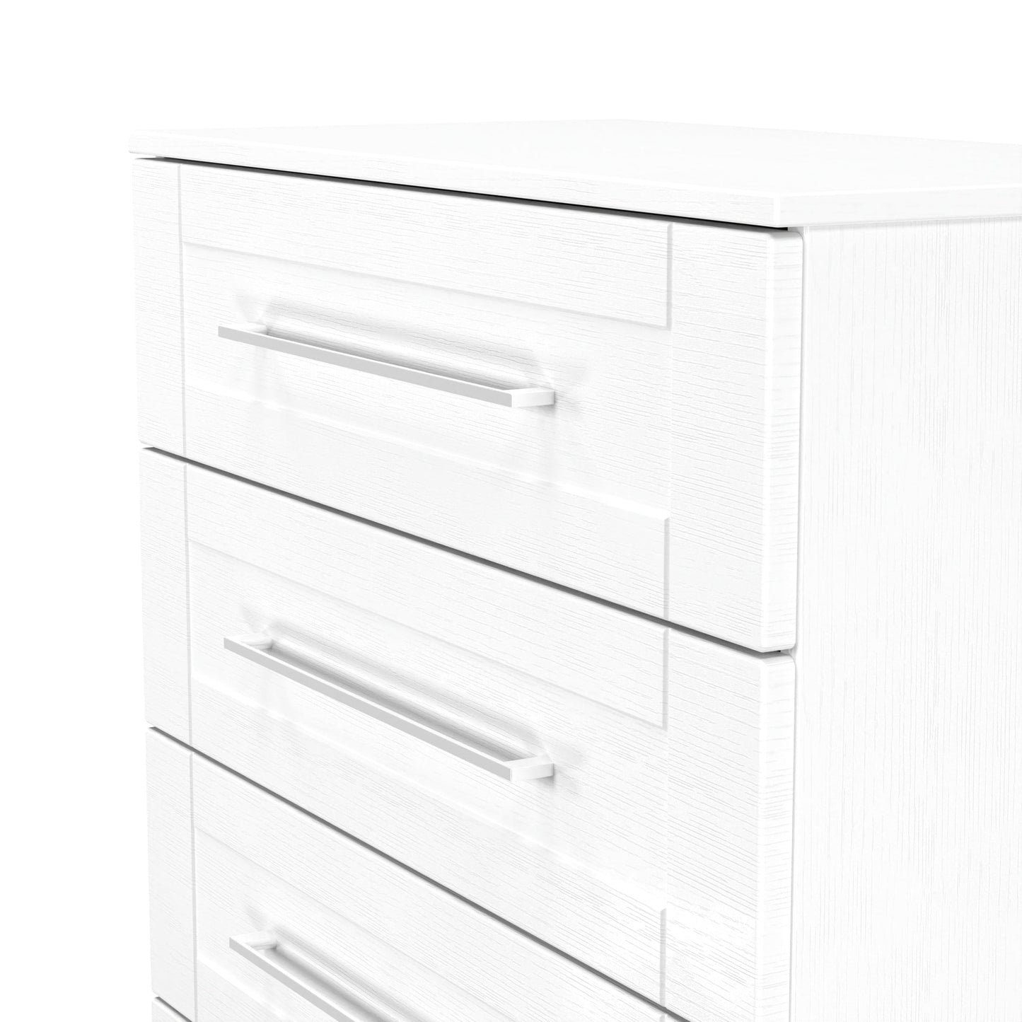 York Tall Chest of Drawers White 5 Drawers 74cm