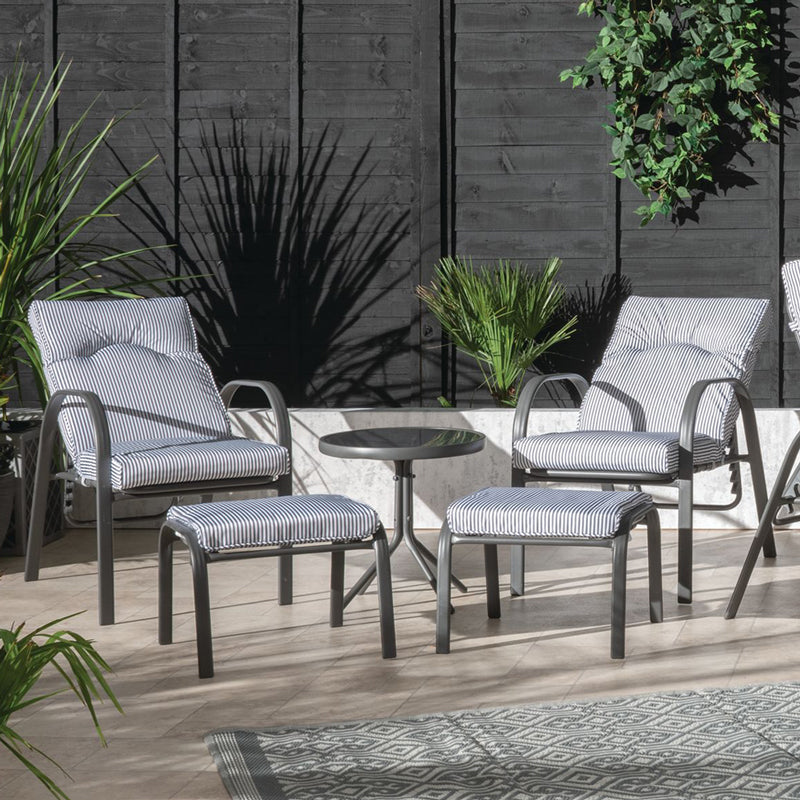 Croft Hartwell Garden Patio Dining Set by Croft - 6 Seats Grey Pinstripe Cushions
