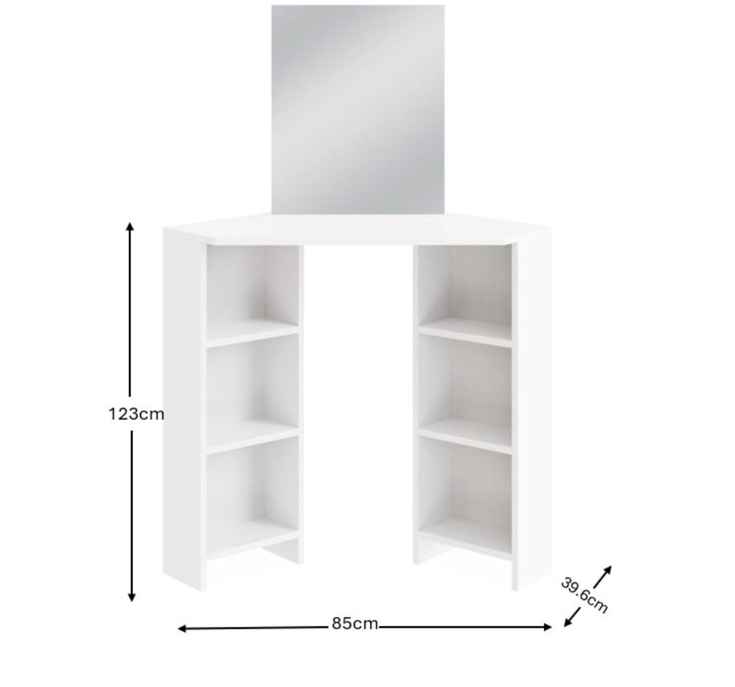 Frances Tall Dressing Table White 6 Shelves