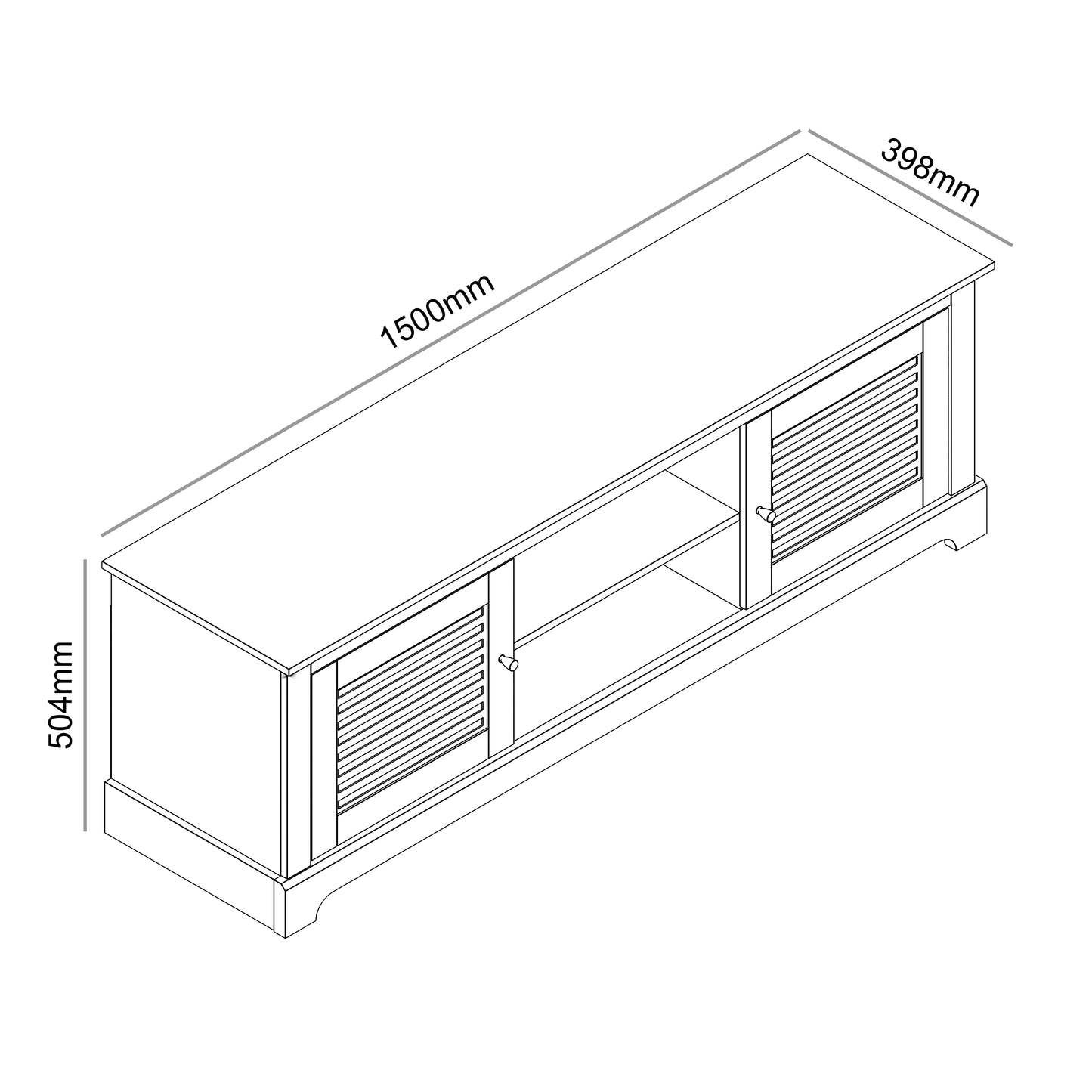 Salcombe TV Unit White 6 Shelves 2 Doors