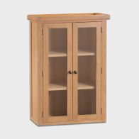 See more information about the Cotswold Oak Tall Display Cabinet Natural 2 Doors 3 Shelves 2 Drawers