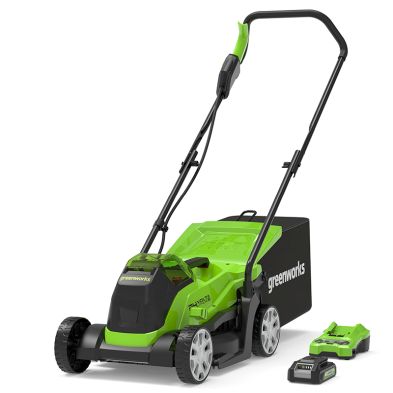 See more information about the Cordless Electric Lawnmower By Greenworks 24V - 33cm Cutting Width