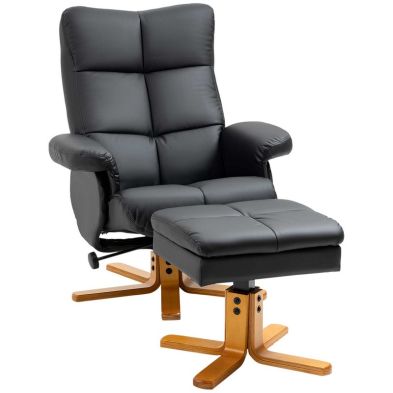 See more information about the Homcom Faux Leather Swivel Recliner Chair with Footstool