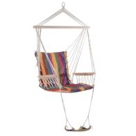 See more information about the Outsunny Outdoor Hammock Hanging Rope Chair Garden Yard Patio Swing Seat Wooden With Footrest Armrest Cotton Cloth (Red)
