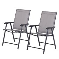 See more information about the Outsunny Set Of 2 Foldable Metal Garden Chairs Outdoor Patio Park Dining Seat Yard Furniture Grey