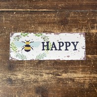 See more information about the Vintage Bee Happy Sign Metal Wall Mounted - 42cm