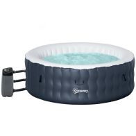 See more information about the Outsunny Round Hot Tub Inflatable Spa Outdoor Bubble Spa Pool With Pump Cover Filter Cartridges 4-6 Person Dark Blue