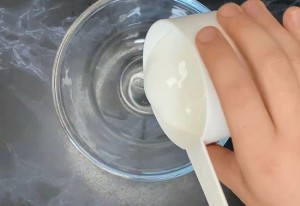 PVA glue being poured into a glass bowl