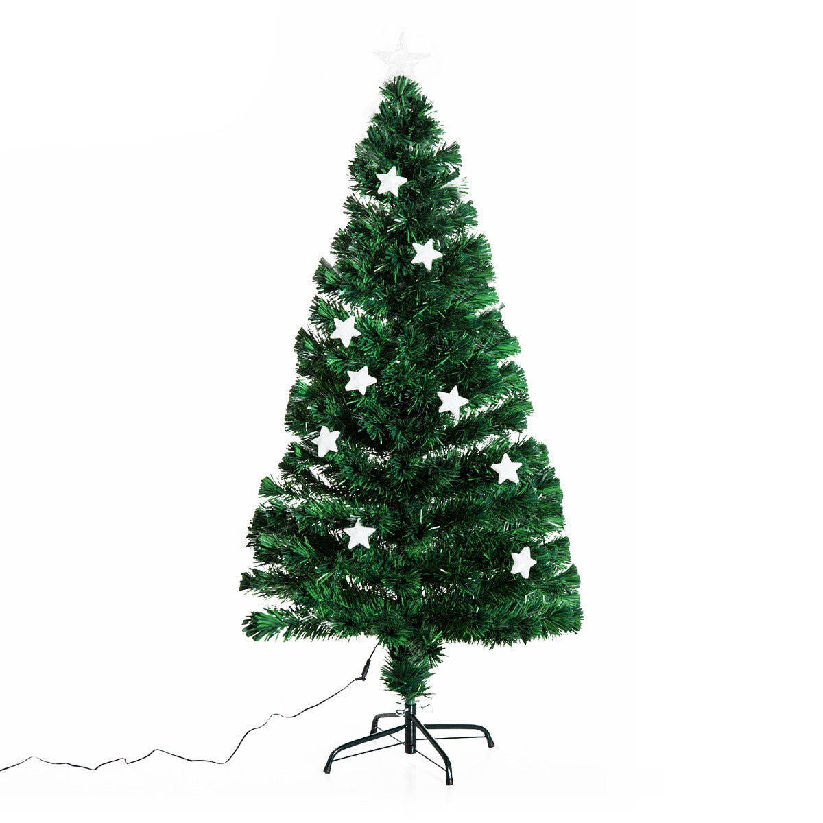 Homcom 5 Foot Prelit Artificial Christmas Tree Fibre Optic Star LED Light Holiday Home Xmas Decoration with LED Light Primary Image